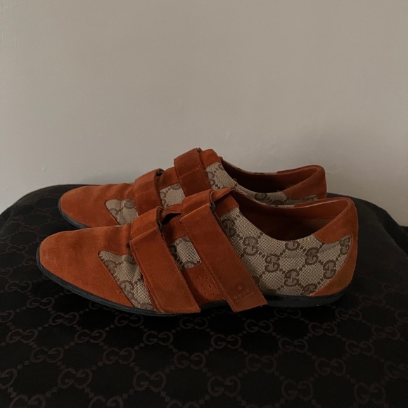 Gucci - Orange Suede Monogram Sneakers - Picture 1 of 6